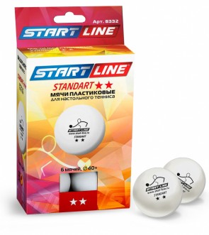 Start-line Standart 2* пластик (40+) 6 шт. белые