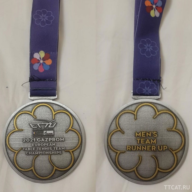 Медаль Кирилла Скачкова с командного чемпионата Европы 2021 - настольный теннис фото