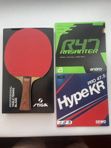 Продам ракетку: основание STIGA Allround Classic, накладки Gewo Hype KR Pro 47.5, Andro RASANTER R47