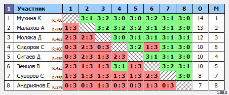 результаты турнира 