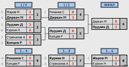 результаты турнира Дневной турнир по настольному теннису MAX 280