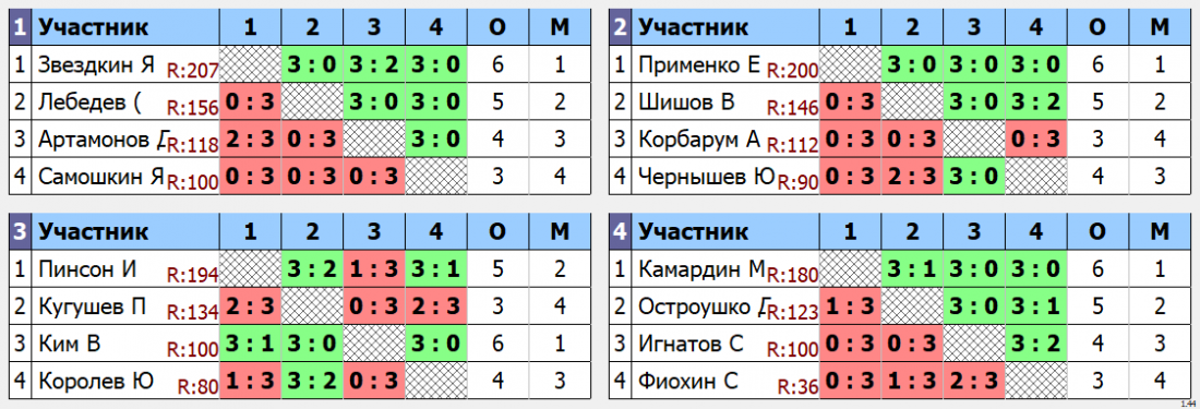 результаты турнира НАТЕН-Юг