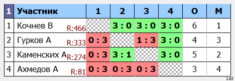 результаты турнира  Макс - 490