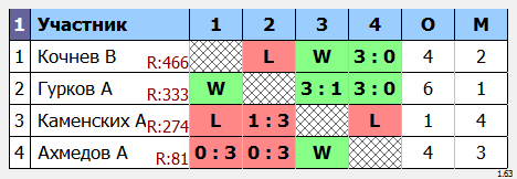 результаты турнира  Макс - 490