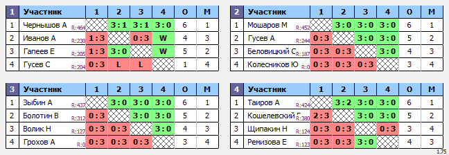 результаты турнира Спортивное Пушкино №27