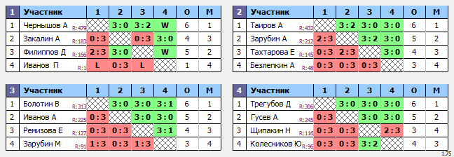 результаты турнира Спортивное Пушкино №28