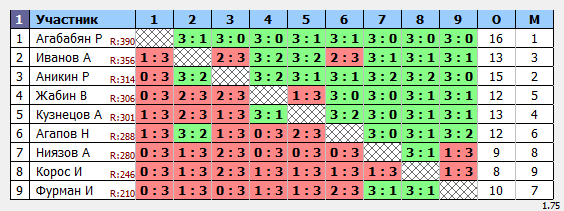 результаты турнира МаХ 455