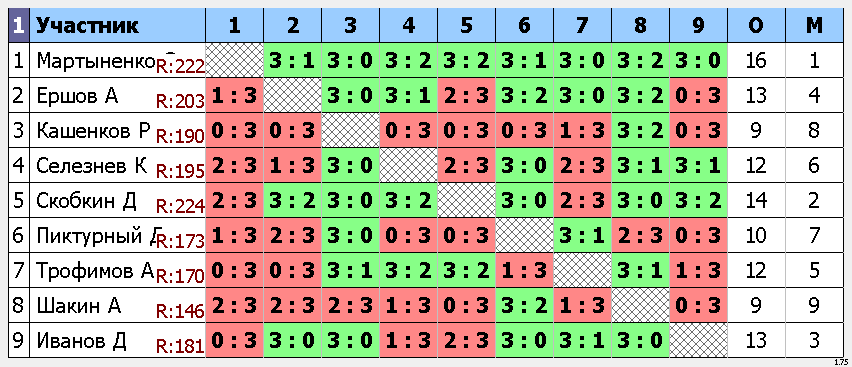 результаты турнира Новогодний Макс-225, 