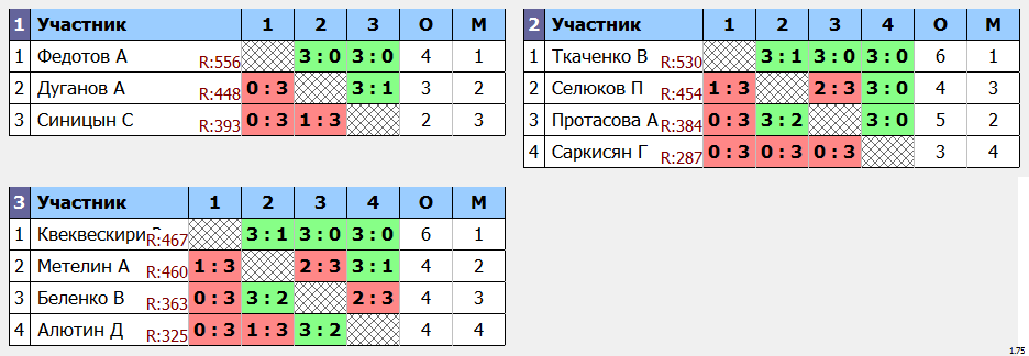 результаты турнира Макс - 565