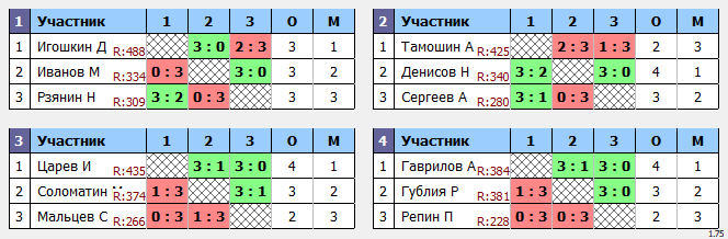 результаты турнира Макс-500 в клубе Tenix 