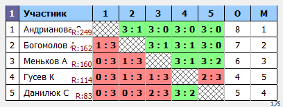 результаты турнира Открытый турнир Yastrebschool
