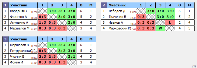 результаты турнира Спортклуб Лунево