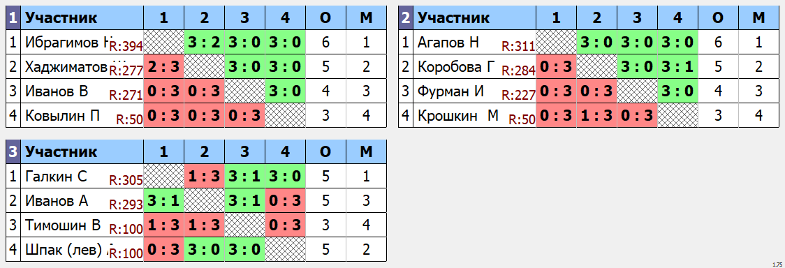 результаты турнира Новогодний турнир