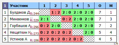 результаты турнира Открытый турнир Yastrebschool