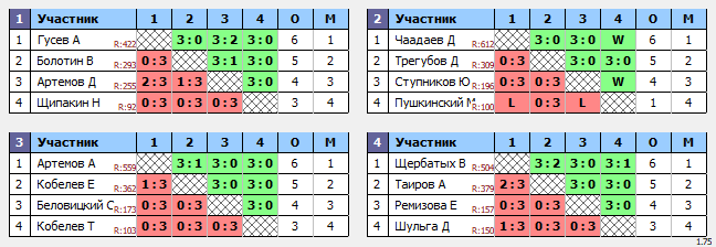 результаты турнира Регулярный открытый турнир