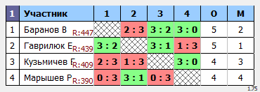 результаты турнира Открытый турнир Yastrebschool