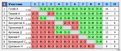 результаты турнира Открытый