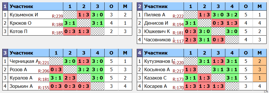 результаты турнира макс 245