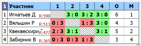 результаты турнира Макс - 750.Кубок Артамонова. 