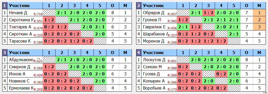 результаты турнира Открытый турнир Yastrebschool