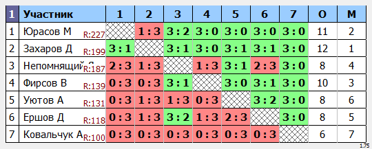 результаты турнира Турнир Дебют