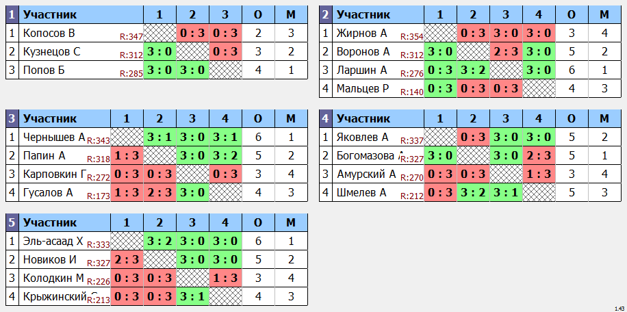 результаты турнира TTLeadeR